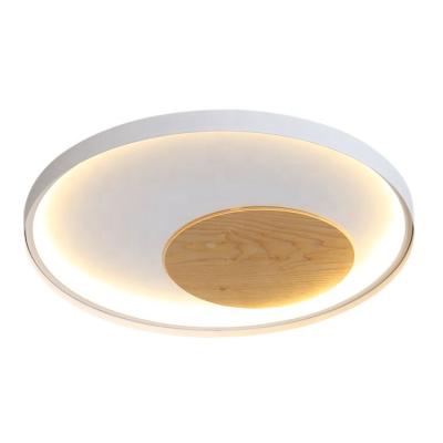 China Modern Circle LED Ceiling Light Minimalism Wooden Black White Flush Mount Wooden Ceiling Lamp for sale