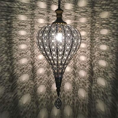 China Contemporary Oval Shade 1 Glass Ceiling Light Turkish Moroccan Pendant Light For Bedroom for sale