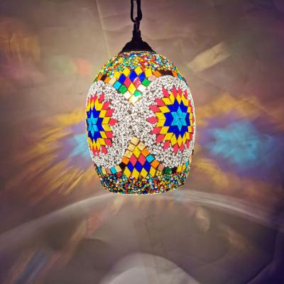 China Mediterranean Art Deco Spherical Pendant Light 1 Head Stained Glass Hanging Light for Bar Villa for sale