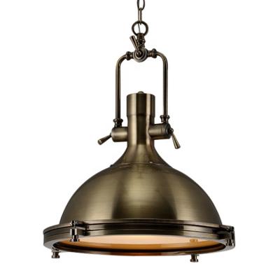 China Retro Metal Chandelier Industrial Black Antique Gold Metal Pendant Light in Dome Shade Simple Light Hanging Lamp with Frosted Diffuser for sale