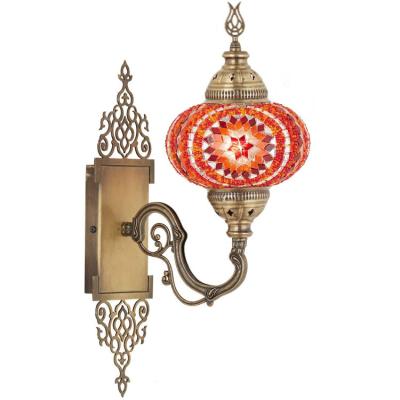 China Turkish Arabic Handmade Mosaic Wall Lamp Shade Turkish Moroccan Glass Lantern Home Bedside Decoration Light Bronze for sale