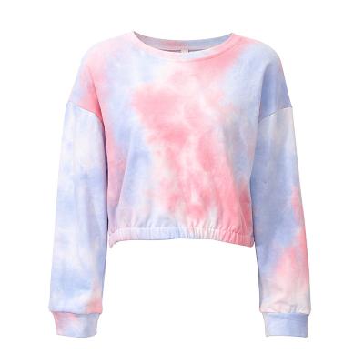 China Anti-wrinkle long sleeves cropped crew neck sweatshirt tie dye hoodies for women for sale