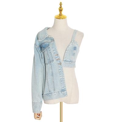 China Anti-Wrinkle Women's Denim Jacket Single Breasted Coat for sale