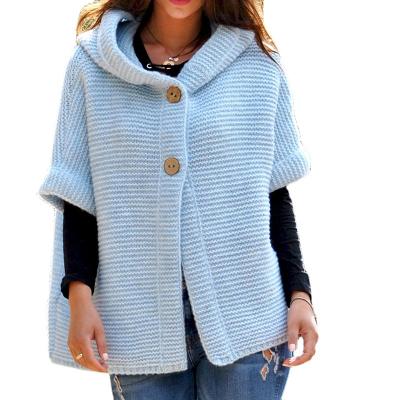 China 2021 Fashion Womens Hoodies Sweaters Anti-Wrinkle Warm Casual Hooded Half Sleeve Sweater Knitwear Soft Cardigan for sale