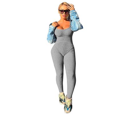 China Solid Color Ladies Breathable Casual Romper Onesie Bodycon Yoga Workout Sleeveless One Piece Skinny Overalls for sale