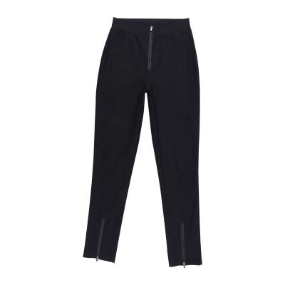 China Anti-wrinkle Casual High Waist Women's Spring Pants And Trousers Black Skinny Flare Pants With Zippers for sale