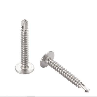 China Round 410 stainless steel drill tail tapping screw iron plated blue zinc with pad round head dovetail cross screw st3.5-st6.3 for sale