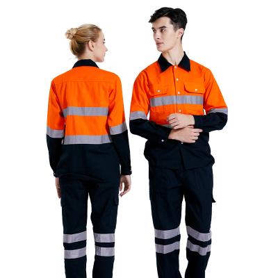 China Custom High Quality Reflective High Visibility Safety Uniform Engineering Works Work Uniform Oil Resistant/Waterproof/Anti-Static Long Sleeve Shirts For Mining Industry for sale