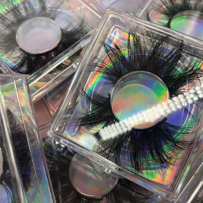 China Wholesale crisscross lashes 5d 3d mink eyelashes 25mm mink eyelashes with clear round lashes acrylic empty case for sale