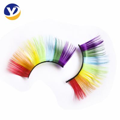 China 3d faux mink eyelash chemical fiber 25mm thick faux chemical fiber color makeup eyelash for sale