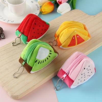 China Promotion Chain Purse Coin Plush Fruit Cartoon Keychain Lady Girl 'S Purse Wallet Pocket Key Rings Fashion Bag Gift Pendant Key Chain for sale