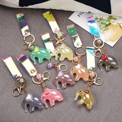 China New Fashion Cartoon Doll Promotional Gift Elephant Keychains Lovely Acrylic Animal Heart Charm Original Key Chain Pendant for sale