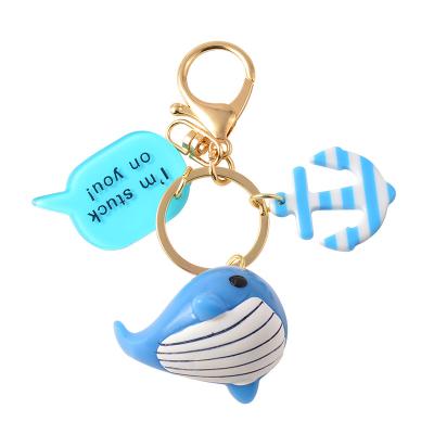 China Promotion Gift 3D Resin Plastic Cartoon Women Mini Backpack Keychains Cute Handmade Whale Dolphin Anchor Key Chain Llavero for sale