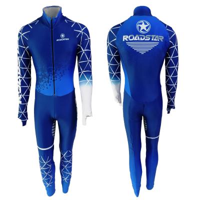 China Custom Design Zipper Closure Long Sleeve Short Skin Speed ​​Track Sportswear Ice Skating Stripe Racing Suit for sale