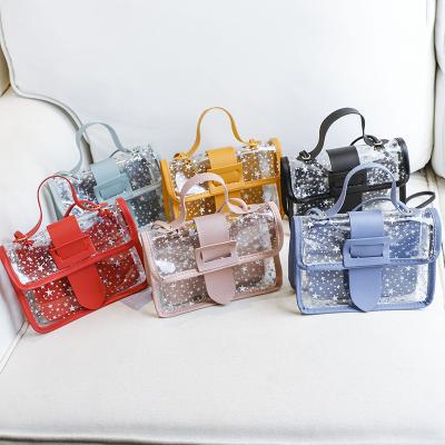 China Small square bag women bags 2021 transparent women's fashion small bag fashion star bag single shoulder handbag messenger bag mobile phoneW for sale