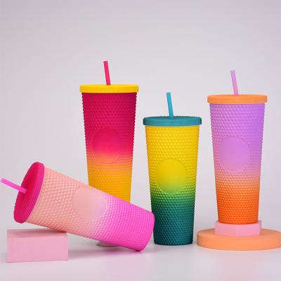 China Viable Wholesale Creative Bright Cup Large Capacity 710ml Rainbow Gradient Durian Color-changing Mug for sale