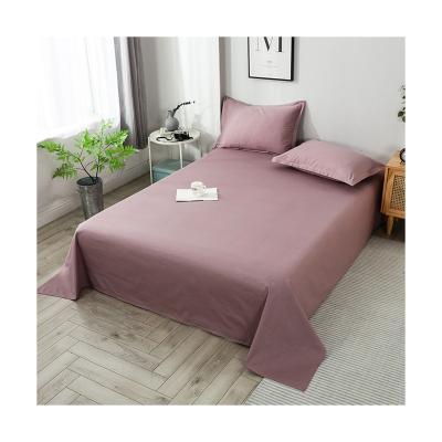 China Luxury Purple Color Anti-Pull Bed Sheet Set 100% Cotton Flat Sheet With Pillowcase Home Bedding Set for sale