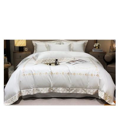 China Fashion Long-staple Cotton Bedding Solid Color Duvet Cover Set Queen King 4pcs Home Sheet Soft Viable Pillowcase for sale