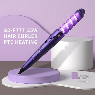 China Professional LED Indicator PTC Hair Curler Heating Spray Barrel Shape Curling Iron and Heat Shield for sale