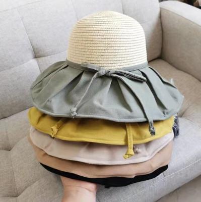 China Straw Hats Patchwork Summer Floppy Hat High Quality Female Beach Crochet Parasol Large for sale