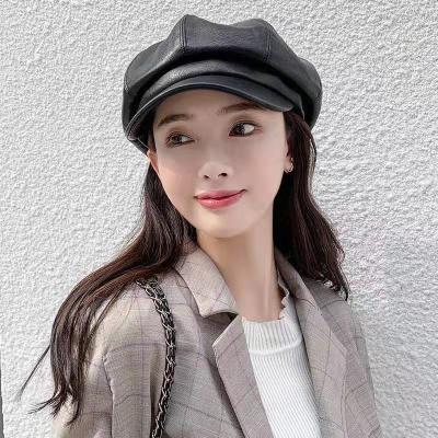 China Spring And Autumn Wholesale New Fashion Hot Selling Design Amazon PU Beret Hat For Women for sale