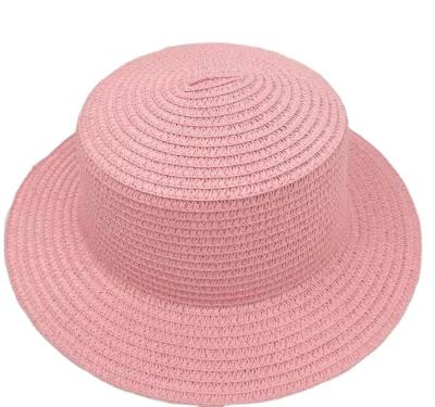 China Wholesale Colorful Cute Character Kids Parasol Panama Baby Top Blue Beach Straw Hat for sale