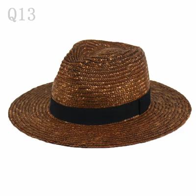 China Hot Selling England Character Large Casual Brim Style Wheat Unisex Plain Straw Hat for sale