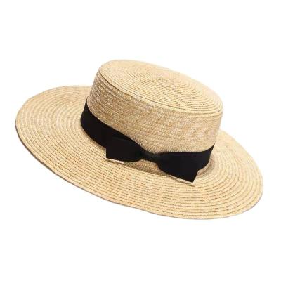 China Unisex Panama Straw Hat low MOQ summer flat brim character wide balance black for sale