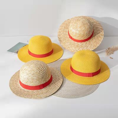 China Character Factory Wholesale Cartoon Children Sun Plain Paper Wheat Straw Hat Baby for sale