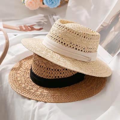 China Character Low Price Wide Brim Panama Adjustable European Canadian Union Jack Hollow Straw Hat for sale