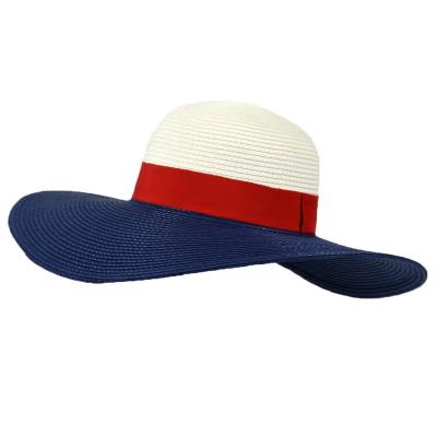 China Red Color Patchwork Character Hot Sale Ribbon Colombian Panama Paper Women Straw Hat for sale