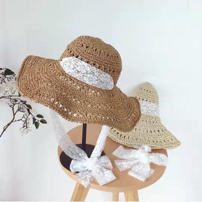 China Women Hollow- Straw Wide Brim Hat Character New Design Summer Hot Selling Lace Cowgirl for sale