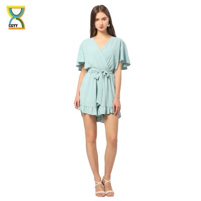 China CGYY Summer One-Piece Casual Dress Ladies Boho Sleeve Shorts Vestido Rompers Women Anti-Static V-Neck Overalls for sale