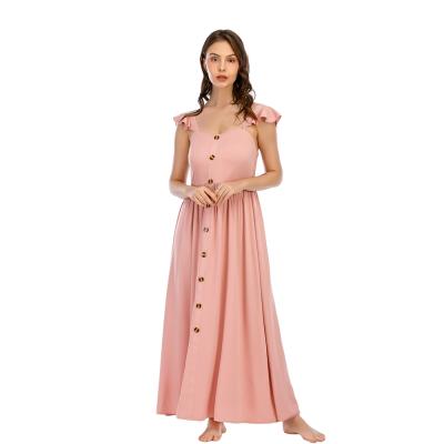 China CGYY Vestidos Maxi Casual Women Square Neck Anti-static Elegant Bohemian Ruffles Decorate Boho Knitted Dress for sale