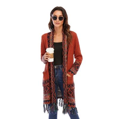 China CGYY boho sweater and cardigans women sweaters QUICK DRY fringe long sheath open front cardigan for sale