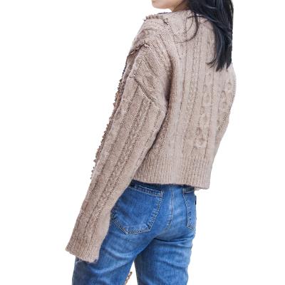 China CGYY 2021 Anti-wrinkle Classic Style One Size Causal Long Sleeve Brown Knit Pullover Sweater For Women for sale