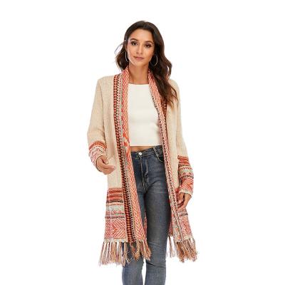 China CGYY New Anti-wrinkle Women's Kintted Cardigan Sweater Casual V-Neckline Mujeres Knit Maxi Long Boho Cardigan For Shopping for sale