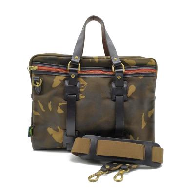 China Waterproof 2020 Stylish Camouflage YKK Zipper Waxed Real Leather Canvas Tote Bag For Men High Quality Laptop Messenger Bags for sale