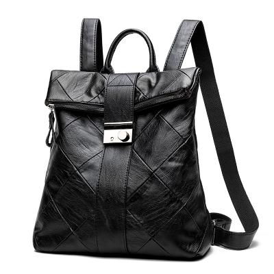 China Travel Waterproof Anti-theft Premium Causal Vegan Leather Ladies Backpack Purse Classic Black for sale