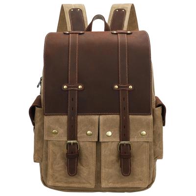 China Retro Flapper Closure Canvas Khaki Morrales Travel Portable Convenient Anti-theft Causal Backpack With Japanese YKK Zipper for sale