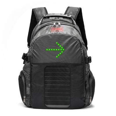 China Custom Logo Safety Traffic Led Light USB Panel Backpack For Solar Charger USB Port Cycle Backpack for sale