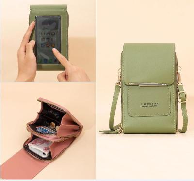 China Canton Factory Waterproof PU Touch Screen Woman Mobile Phone Bag Leather Cross - Body Fashion Custom Mobile Phone Bag for sale