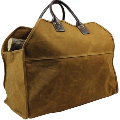 China 16 Ounce Firewood Multifunctional Vintage Stylish Strong Waxed Canvas Carry Bag Universal BIG Luggage Storage Handbag Bag For Daily Life for sale