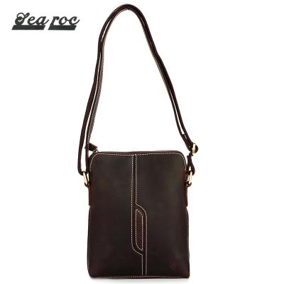 China Anti-fade China Custom Mini Luxury Full Genuine Leather Crossbody Bag Men Mobile Messenger for sale