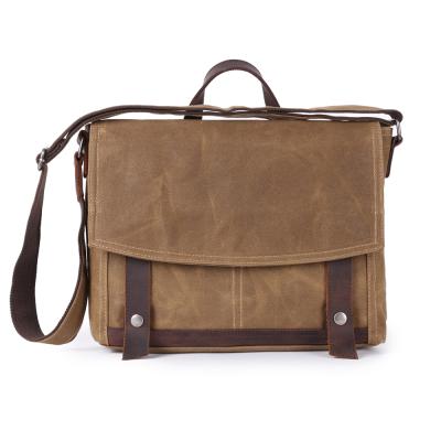 China Durable And Fashionable Waxed Leather Canvas Young Man Waterproof Laptop Handbag Shoulder Bag (RS-8825) for sale