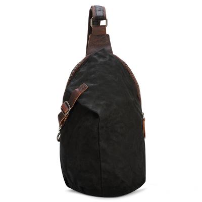 China Factory Durable Vintage Waxed Black Waterproof Canvas Chest Bags Men Cross - Body Sport Leisure Sling Bag for sale