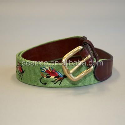 China 100% Genuine Leather Ladies Shirt Fashion Cotton Yarn Handmade Soft Needlepoint Belt Leather Belts for sale