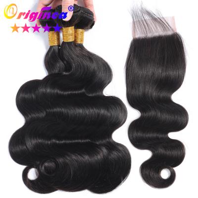 China Silky Straight Body Wave Bundles With Closure, Wholesale Brazilian Virgin Hair Bundles, Mink Brazilian Virgin Hair Bundles With Closure for sale