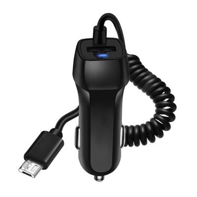 China Mobile Cell Phone 2IN1 USB Car Charger With Type C Charging Cable For iPhone Samsung Chargers Factory Cheap Custom for sale