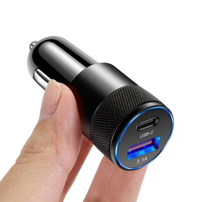 China 3A Mobile Phone Car Charger PD USB QC 3.0 Quick Charge 4.0 Adapter For Laptop IPhone Samsung iPad Macbook Matebook Tablet for sale